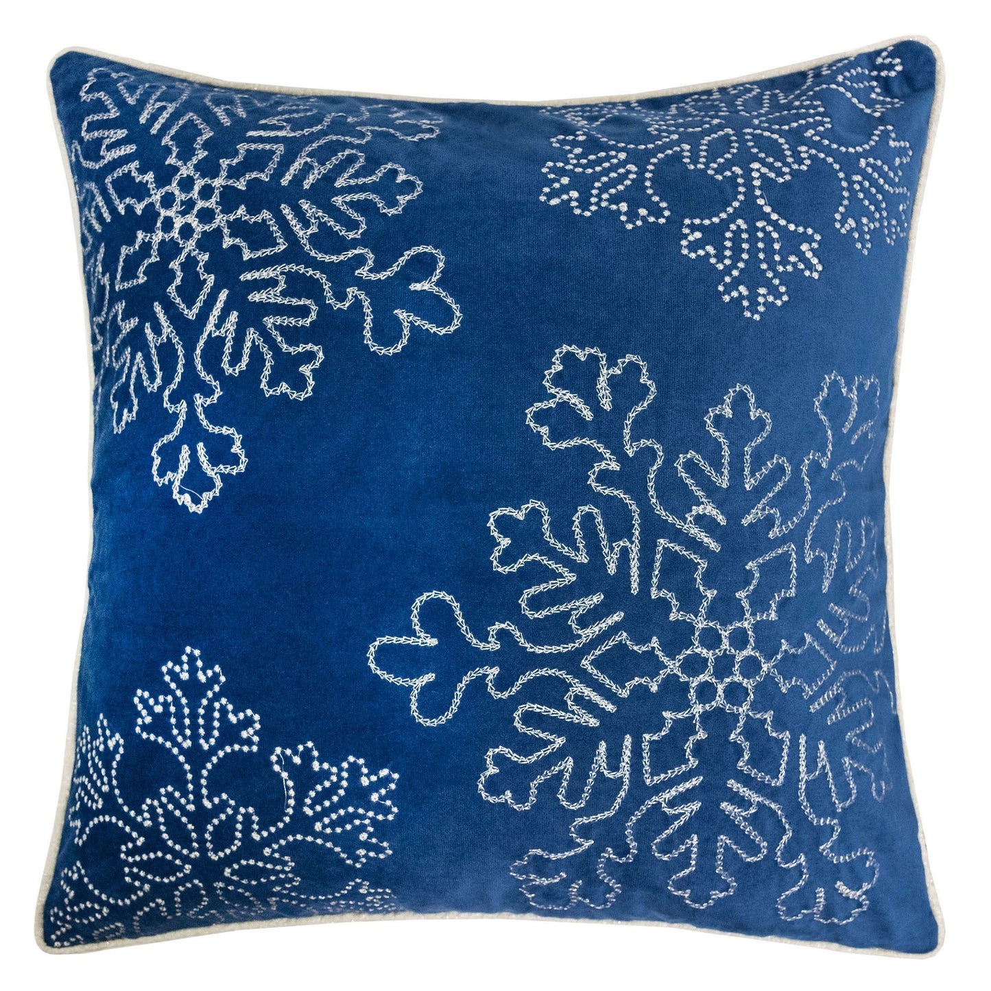 Velvet Holiday Throw Pillow with Snowflake Embroidery and Insert
