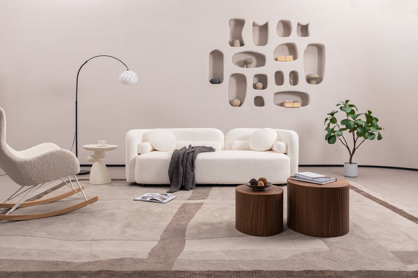 Luxury Modern Japandi Boucle Sofa - 3 Seater