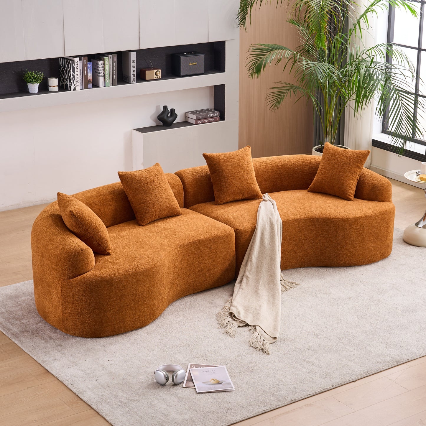 Curved Modular Boneless Sectional Sofa Fully Assembled