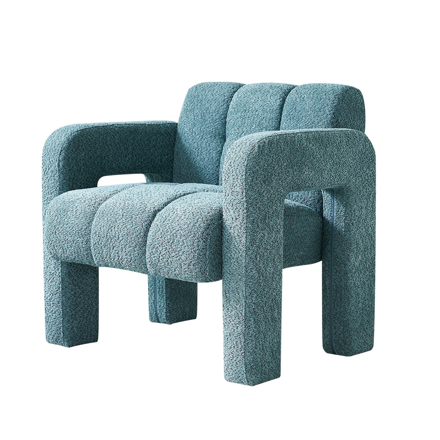 Boucle Accent Chair with Solid Wood Frame