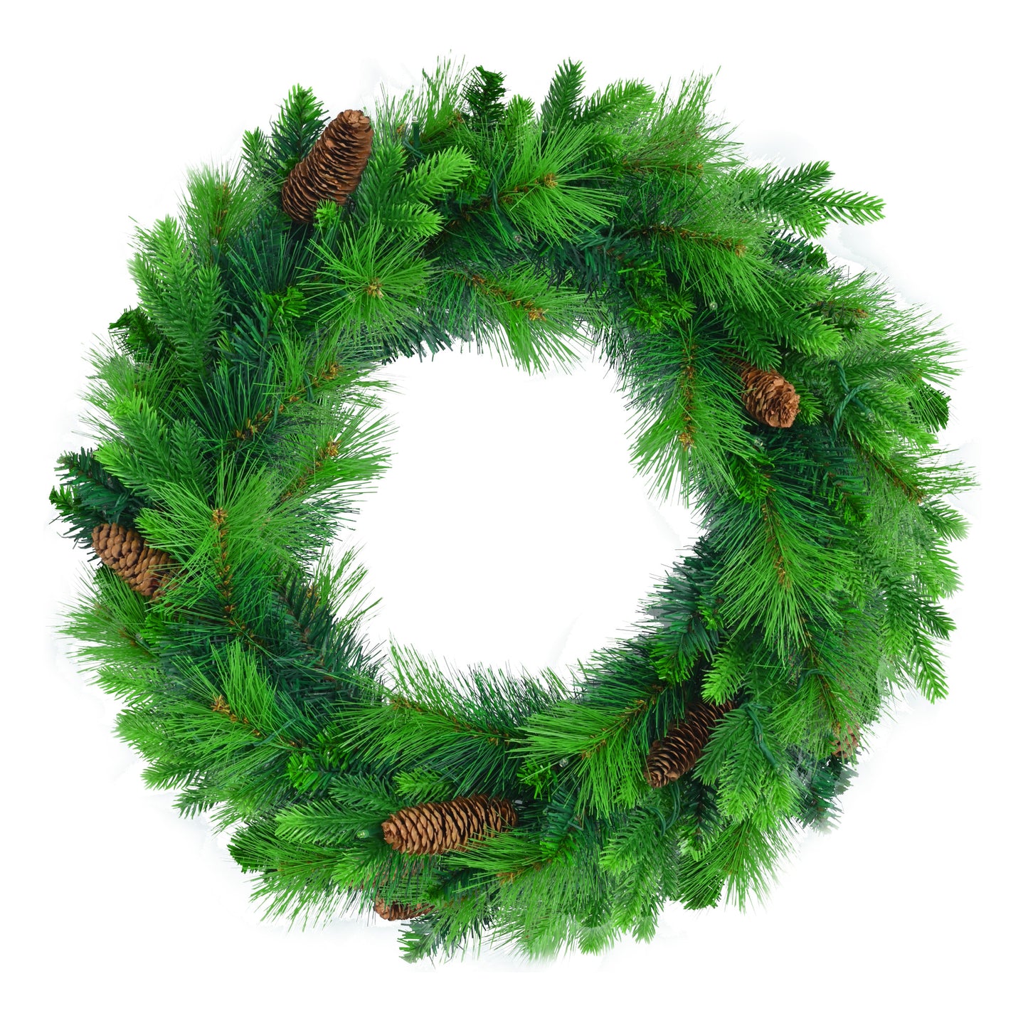 Pre-Lit 6FT Artificial Christmas Tree, Garland & Wreath with Pine Cones