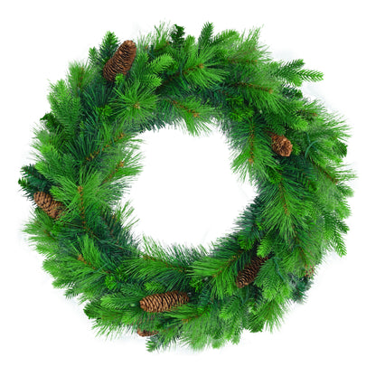 Pre-Lit 6FT Artificial Christmas Tree, Garland & Wreath with Pine Cones