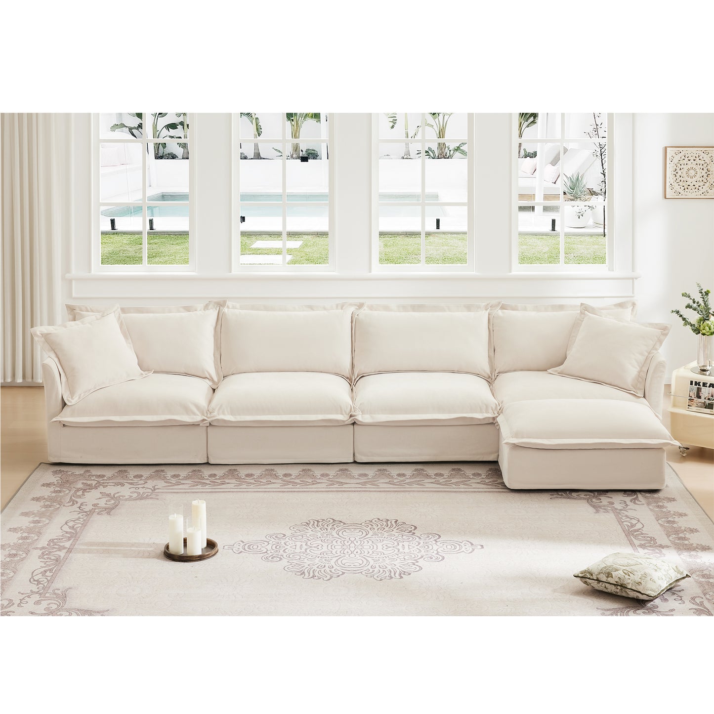 L Shape Modern Washable Cloud Sofa 4 Seater
