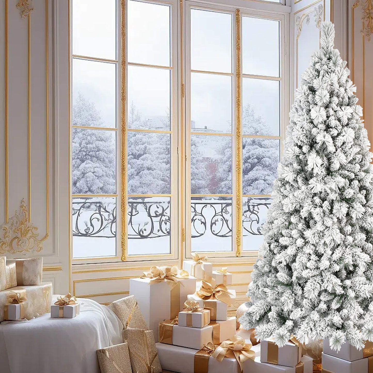 Snowy Flocked Artificial Christmas Tree