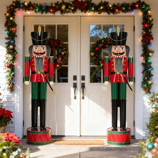 Giant Classic Iron Nutcracker Soldier (Green & Red)