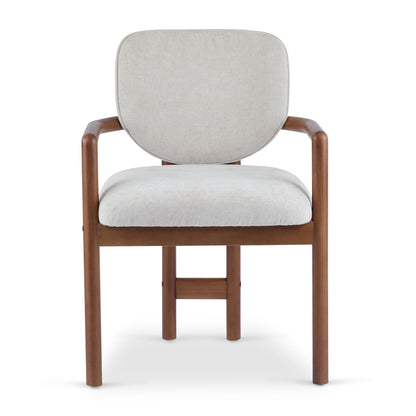 Modern Wood Accent Upholstered Dining Arm Chairs (Set Of 2)