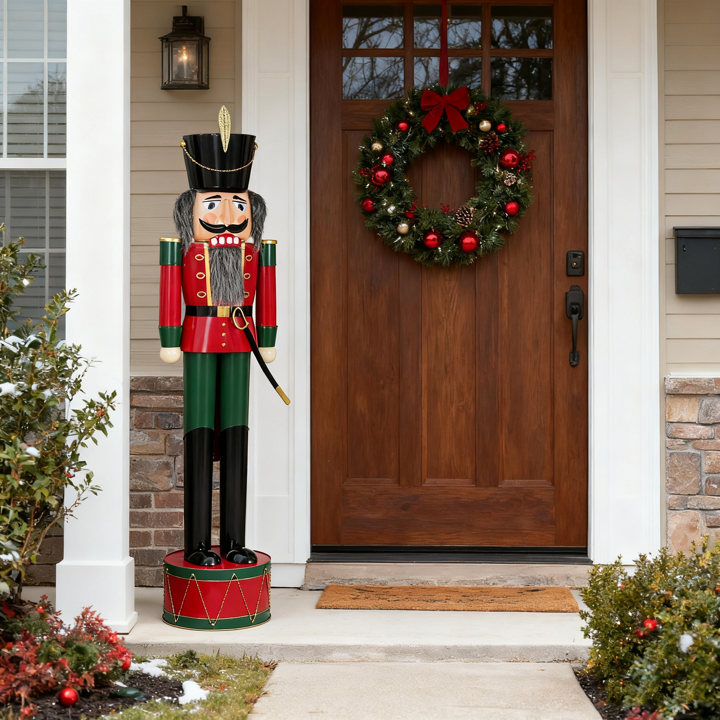 Giant Classic Iron Nutcracker Soldier (Green & Red)