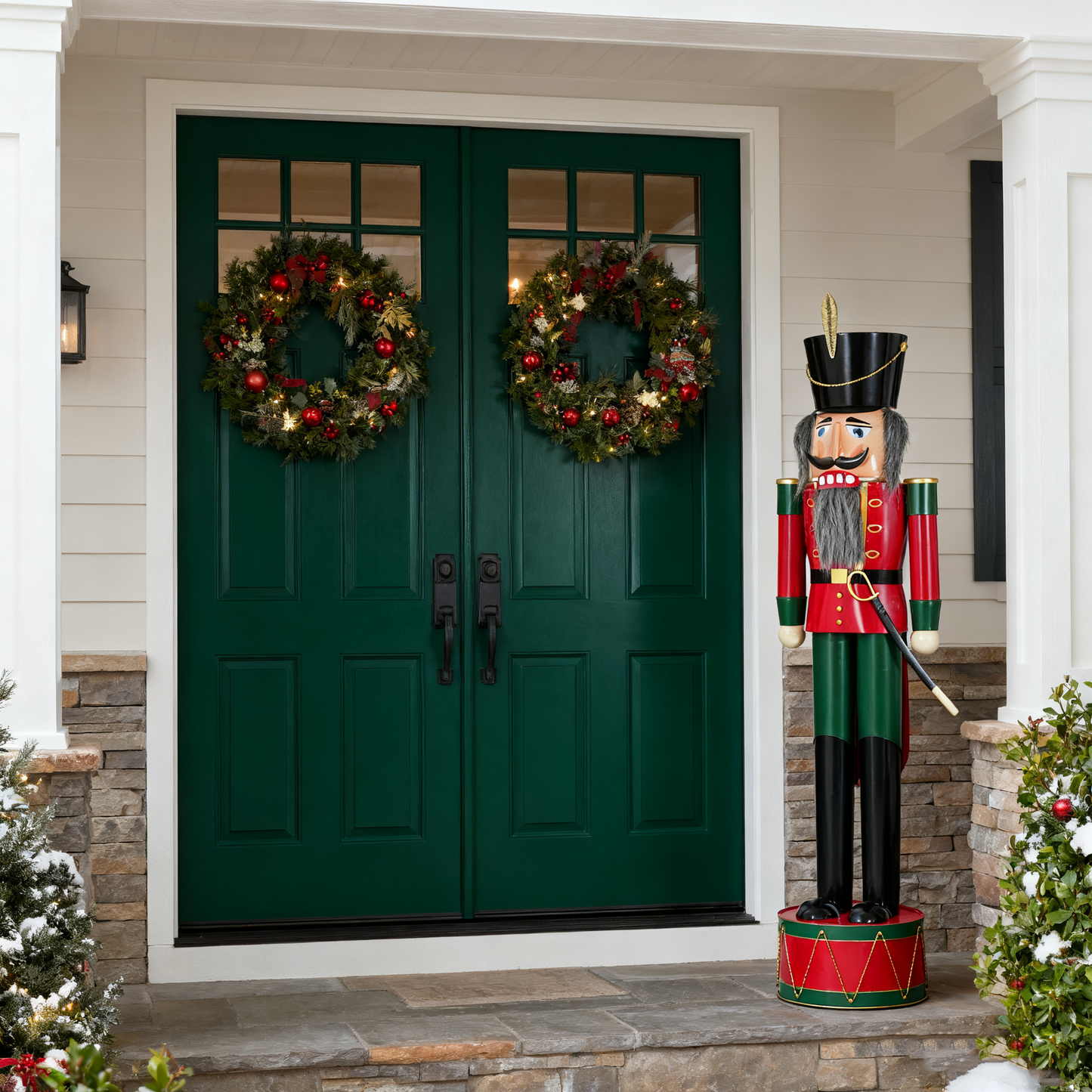 Giant Classic Iron Nutcracker Soldier (Green & Red)