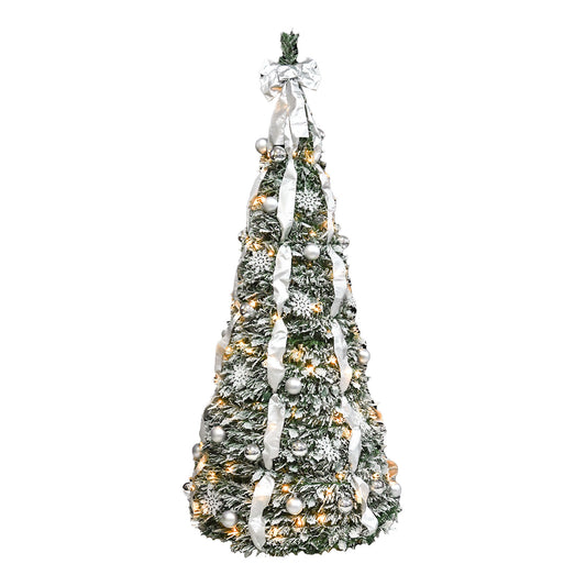 Pop-Up Flocked Artificial Christmas Tree Fully Assembled