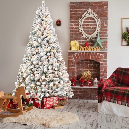 Pre-Lit Snow Covered Flocked Artificial Christmas Tree