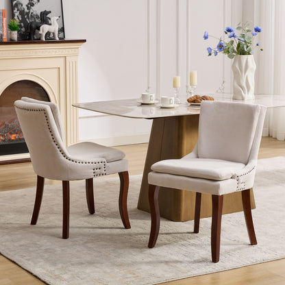 Modern Curved Upholstered Chenille Fabric Dining Chairs (Set of 2)