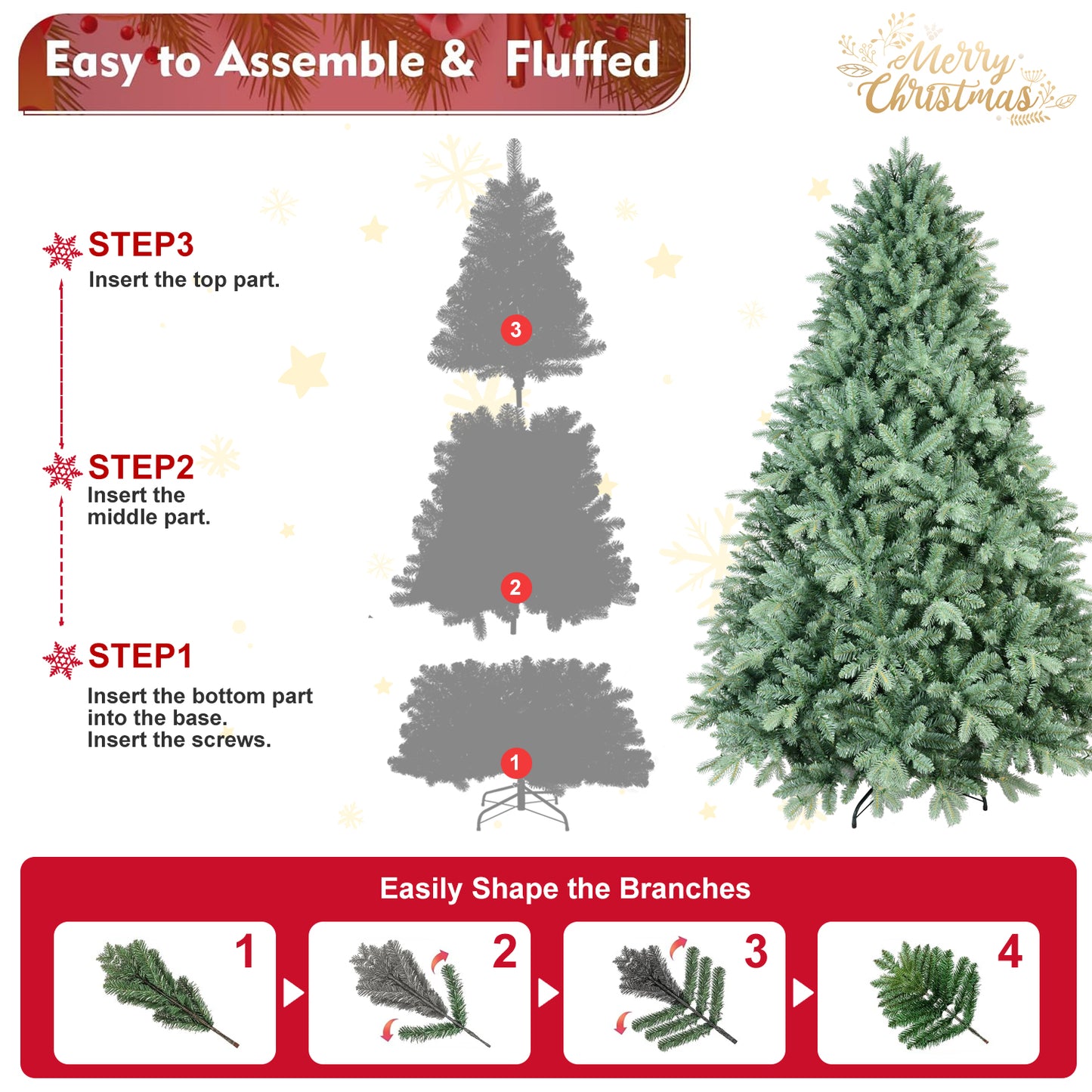 Full Bodied Blue-Green Tint Artificial Christmas Tree