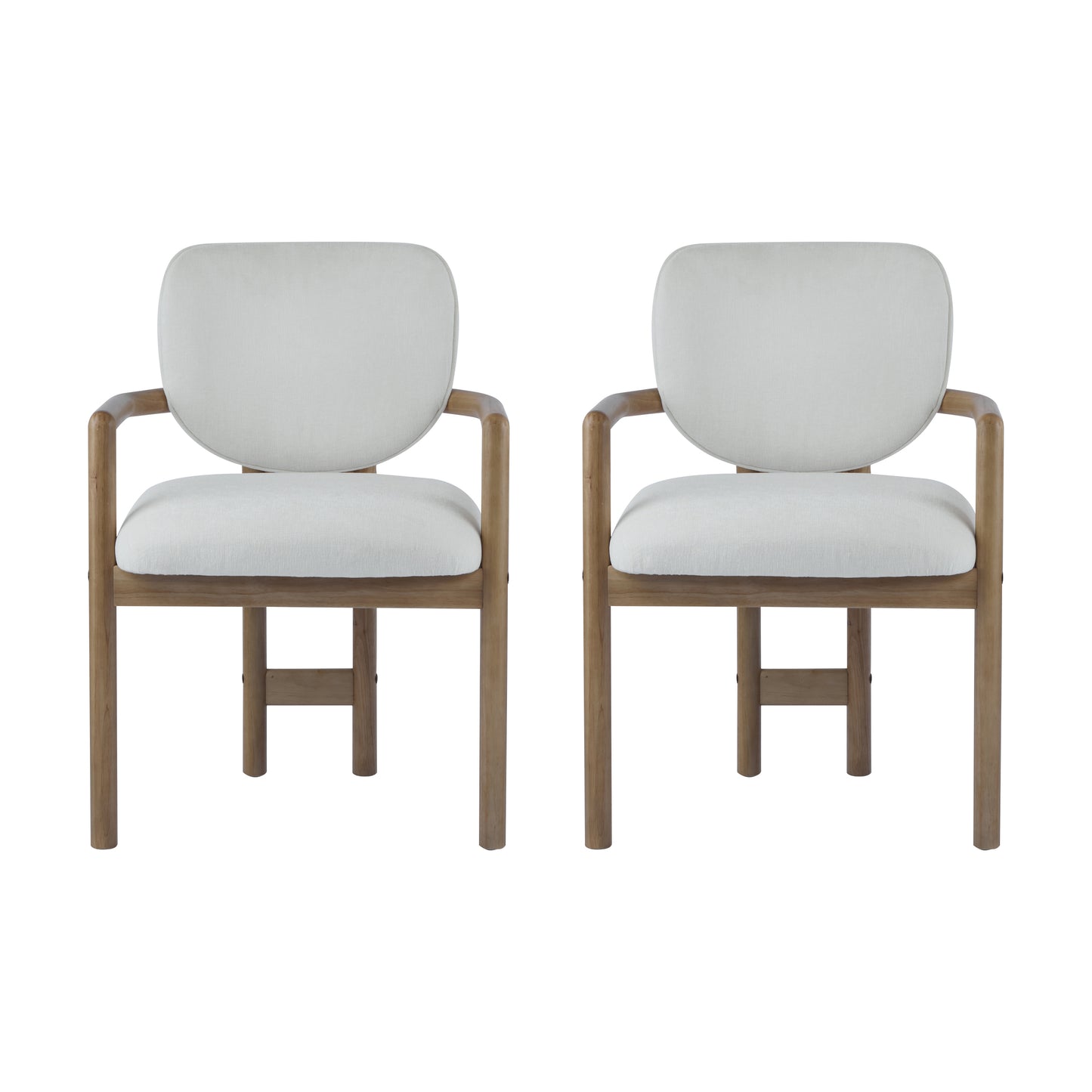 Modern Wood Accent Upholstered Dining Arm Chairs (Set Of 2)