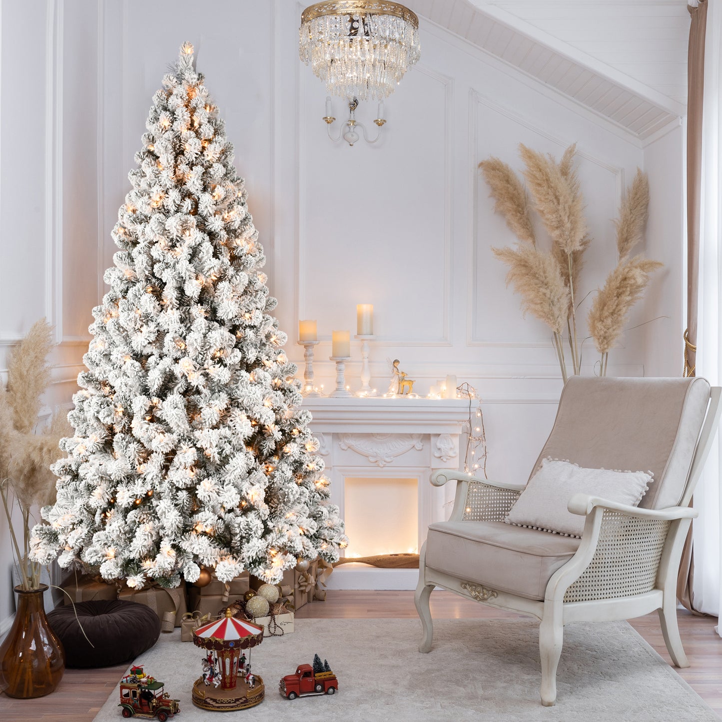 Pre-Lit Snow Flocked Artificial Christmas Tree