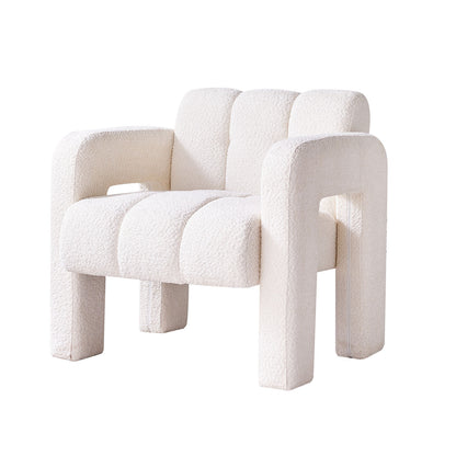 Boucle Accent Chair with Solid Wood Frame