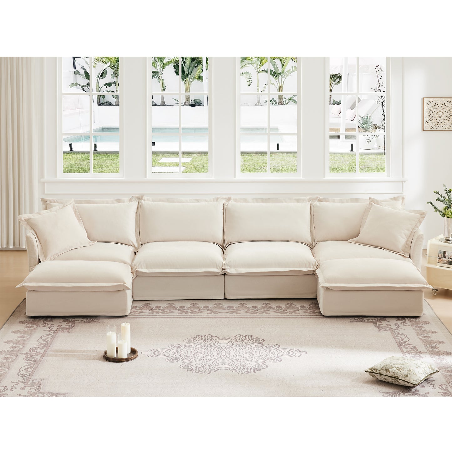 U Shape Modern Washable Cloud Sofa 4 Seater
