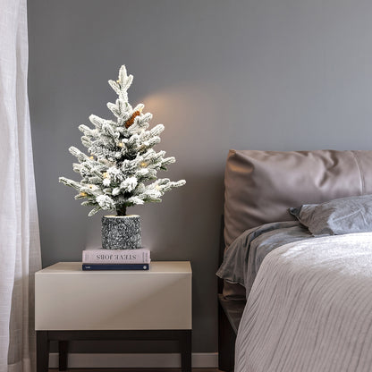 Pre-Lit Potted Flocked Artificial Christmas Tree