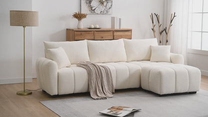 Boucle 3-Seater Sofa with Ottoman